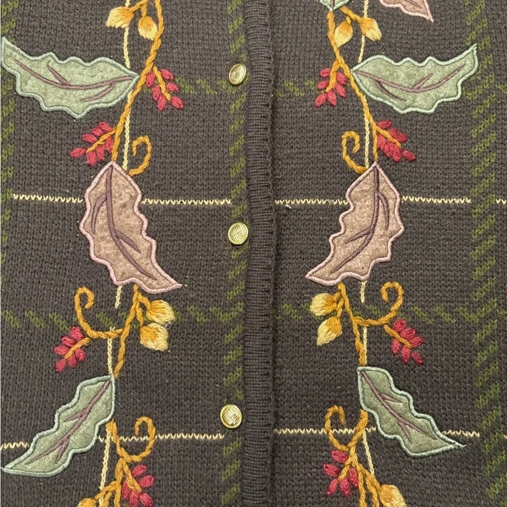 Crystal-Kobe Cardigan Sweater Womens Size Medium Leaves Vintage Cottagecore